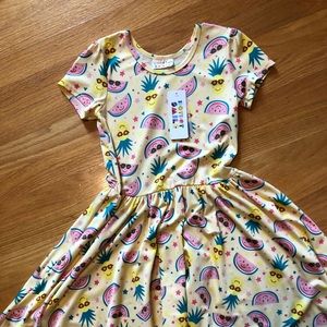 Dot Dot Smile, NWT, cool material, watermelon/pineapple, size 8/10